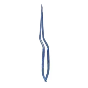 Rhoton Style Needle Holder Bayonet Curved, 0.9mm Tip, 9 1 2″ Titanium